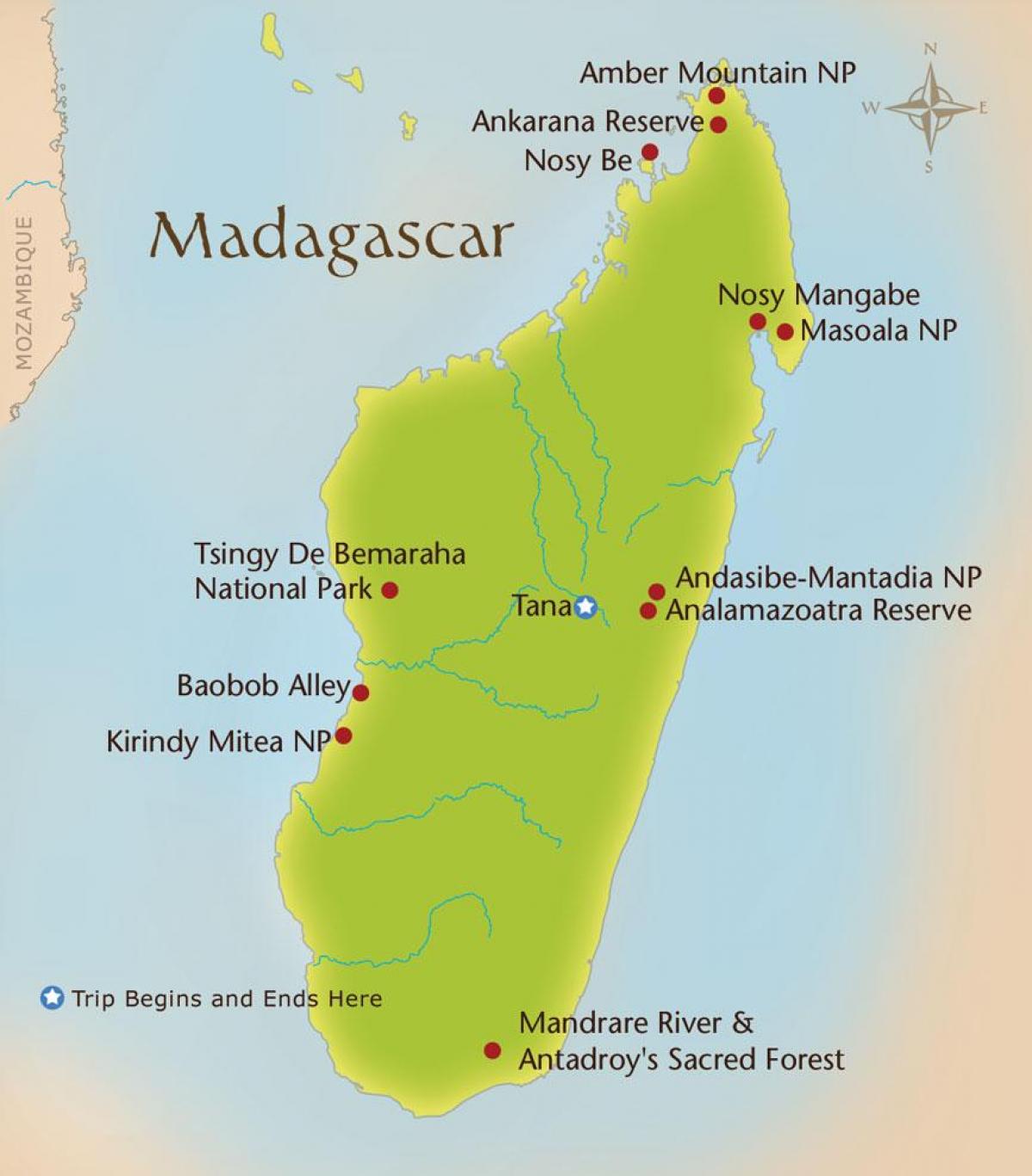 mapa Madagaskaru hory