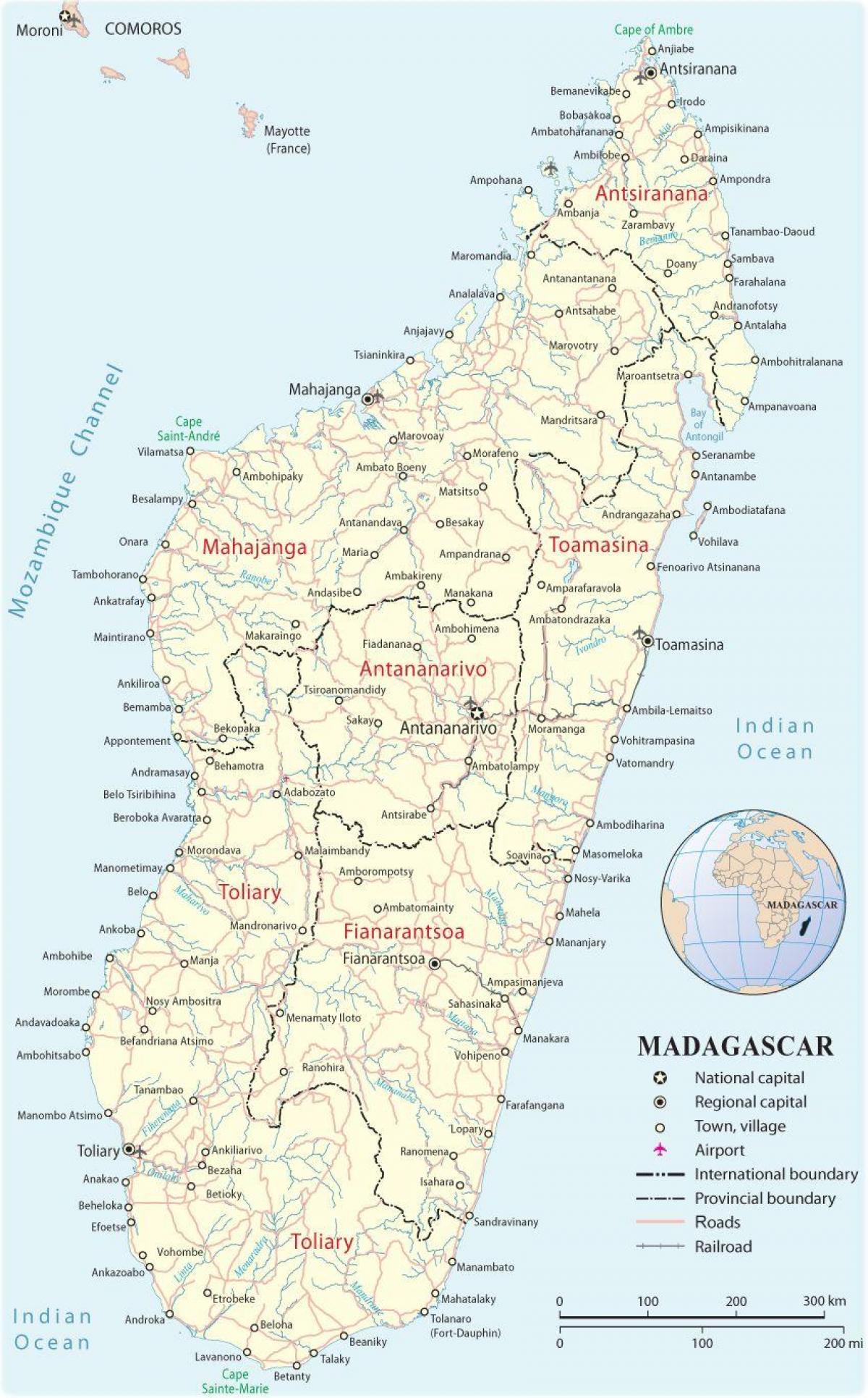mapa Madagaskaru letišť
