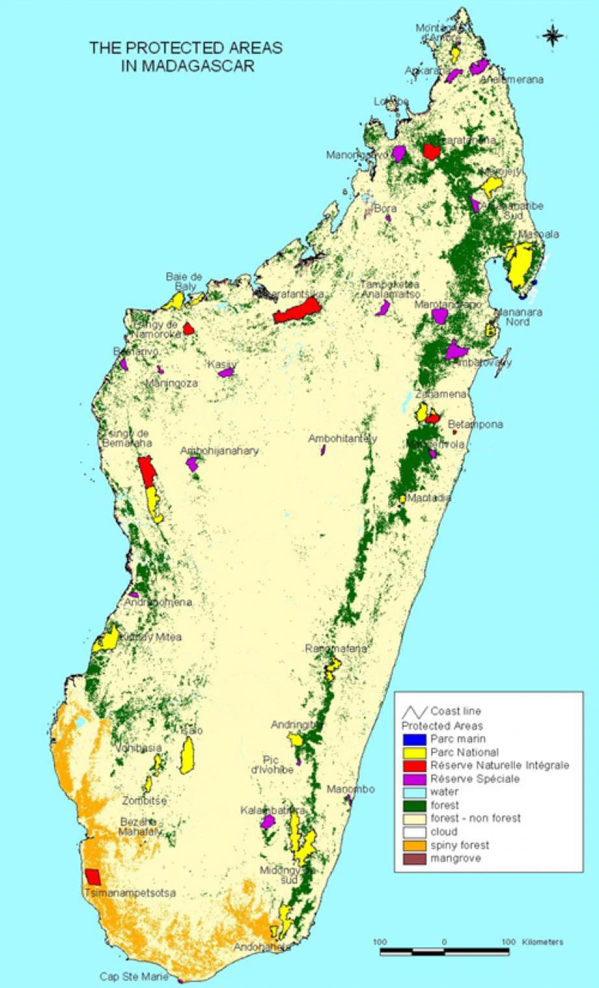 mapa národní parky Madagaskaru