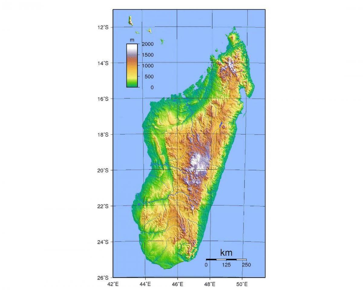 mapa Madagaskar výška