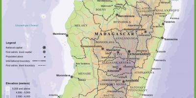 Mapa fyzická mapa Madagaskaru