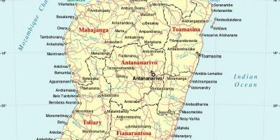 Madagaskar mapa s městy