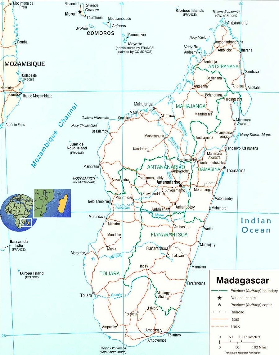 mapa Madagaskaru řeky
