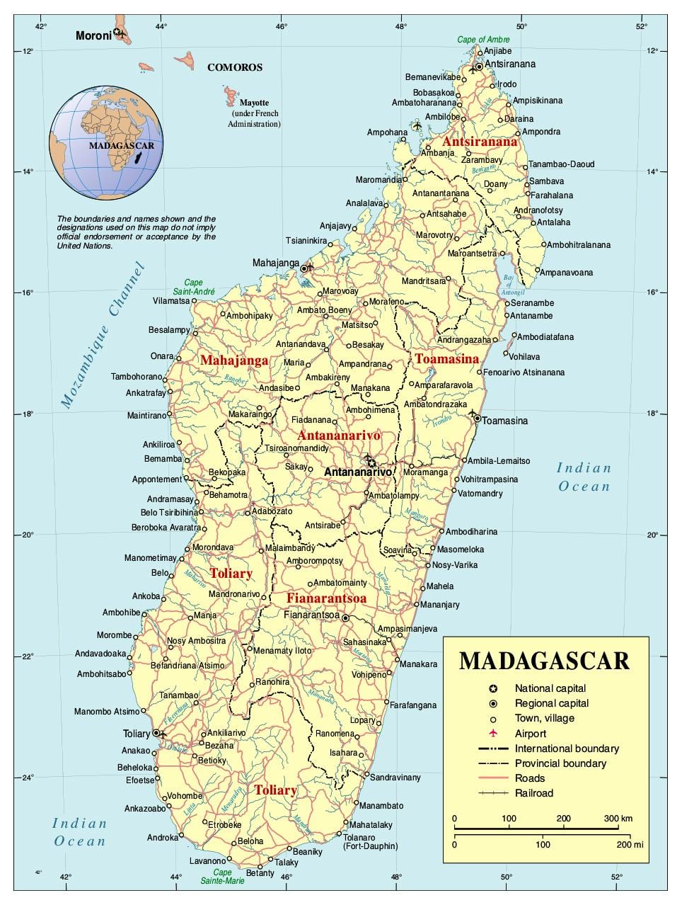 mapa Madagaskaru silnici