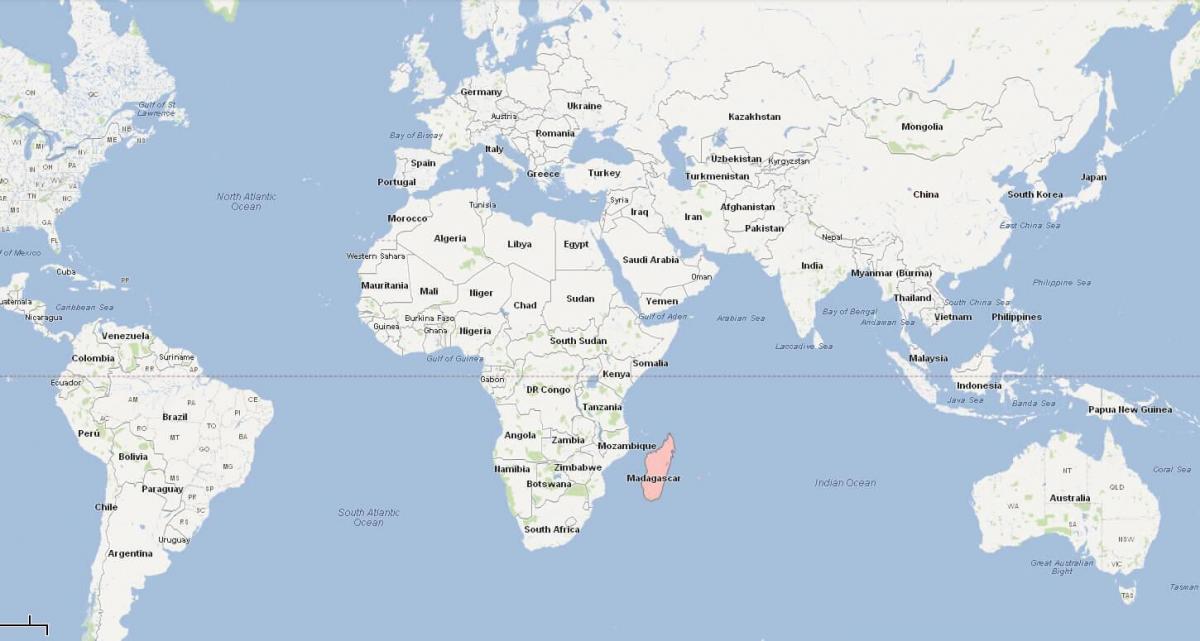 mapa světa ukazuje, Madagaskar