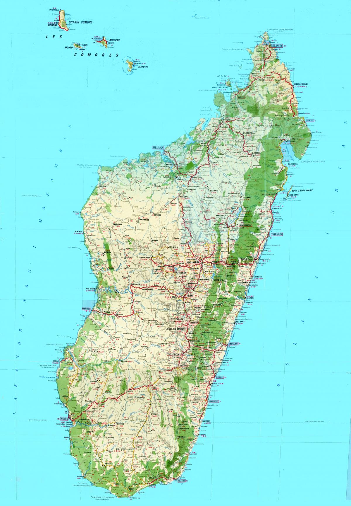 mapa Madagaskaru topografické