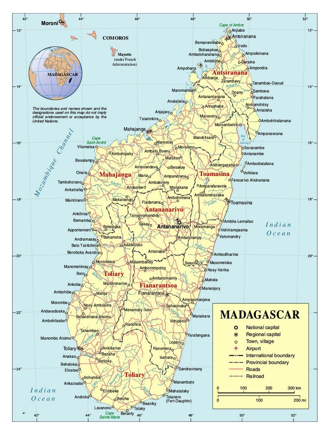 podrobná mapa Madagaskaru