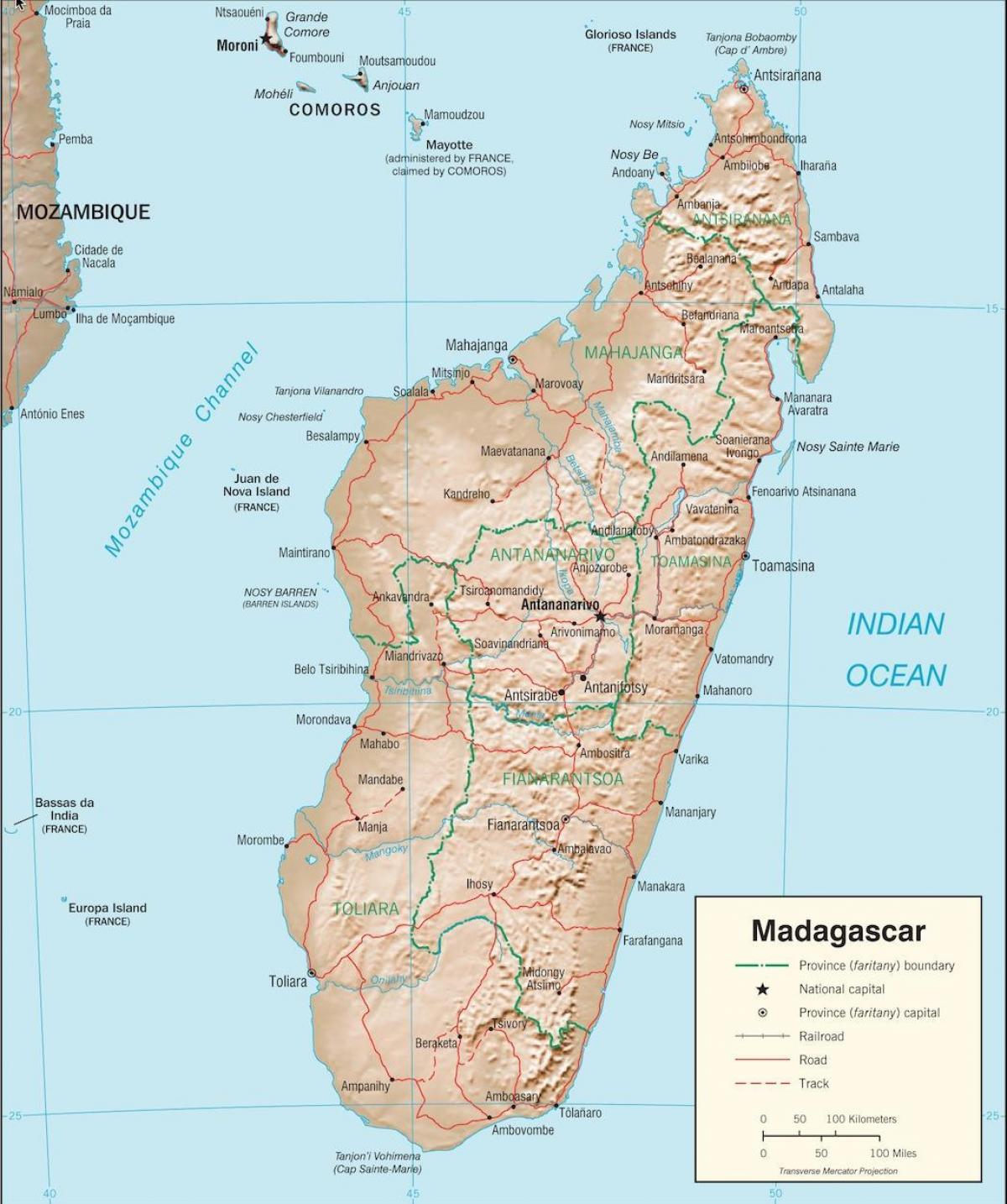 Madagaskar, země, mapa