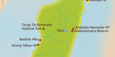 Mapa Madagaskaru hory