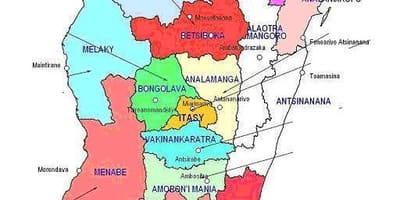 Mapa Madagaskaru regionů