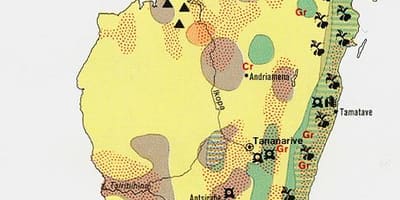 Mapa Madagaskaru přírodních zdrojů