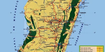 Madagaskar turistických atrakcí mapě