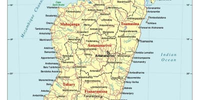 Podrobná mapa Madagaskaru