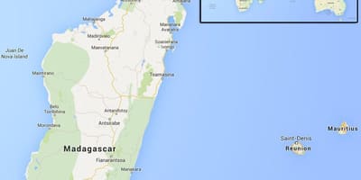Mapa ostrovy poblíž Madagaskaru